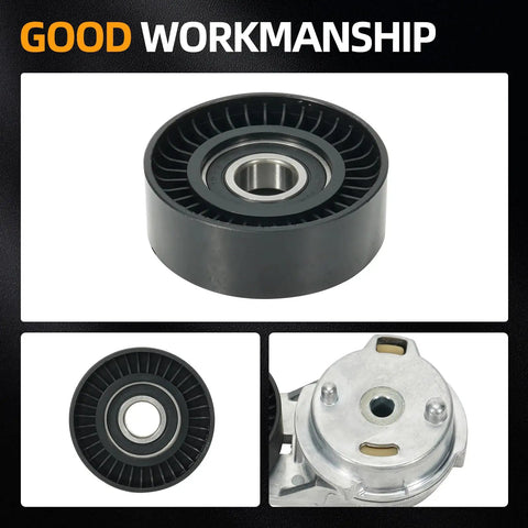 Jeep Wrangler 3.8L V6 Serpentine Belt Tensioner And Idler Pulley Beefed Up Heavy Duty Drive Kit Replacement For 2007 To 2011
