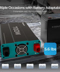 Hella Reliable 700 Watt Pure Sine Wave Inverter 12V To 110V DC AC Converter showing connections compatible with various batteries.