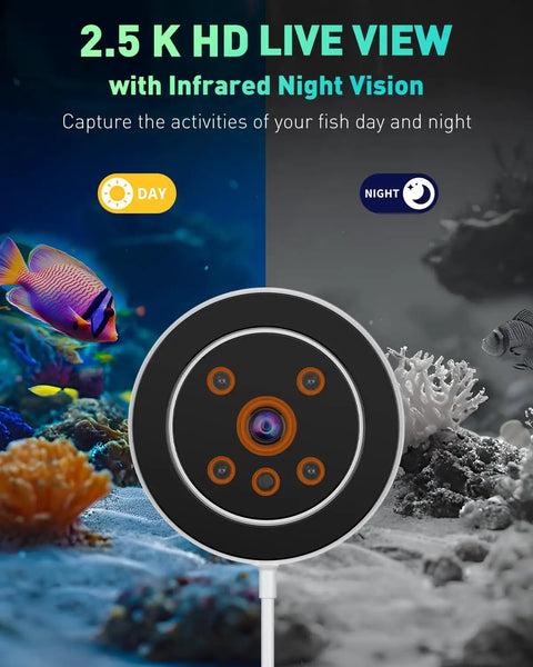 No Sweat Wifi Automatic Fish Feeder Wall Mount Auto Dispenser For 20 Plus Gallon Aquariums Usb Powered Smart Tank Kit HD camera for fish monitoring.