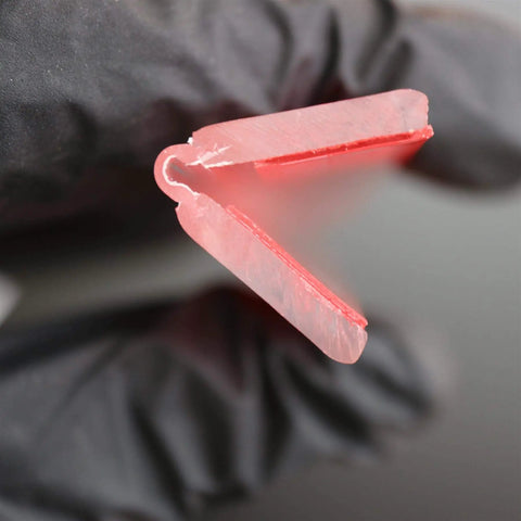 Close-up view of Heavy Duty Flex Piano Hinges Two Inch Wide Self Sticking No Glue Needed Low Profile Clear Acrylic Strip.