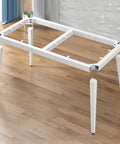 Heavy Duty Steel Table Legs With Rugged Industrial Frame For Diy Coffee Desk Or Workbench Featuring Non Slip Floor Glides And Full Hardware Kit, viewed from side with white finish, displaying leg structure.