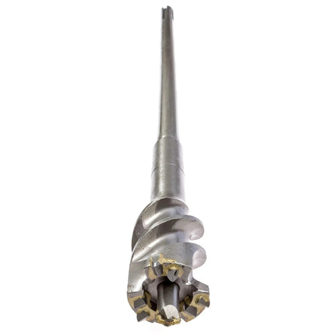 Close-up of 1-3/4 Inch Carbide Tipped SDS Max Drill Bit With 9 Hardened Teeth, 20 Inch Deep Drilling And 24 Inch Overall Length