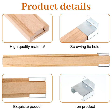 Heavy Lifter Solid Wood Drawer Slides 16 Inch Bottom Center Mount Replacement Kit Reinforced With Iron Sleeves detailed views
