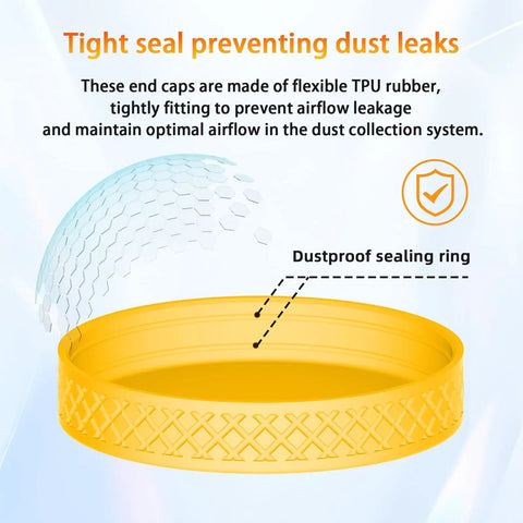 4 Inch Tpu Dust Collection End Cap With Dual Seal Ring For Airtight Vacuum Performance, showing tight seal design and flexible TPU material.