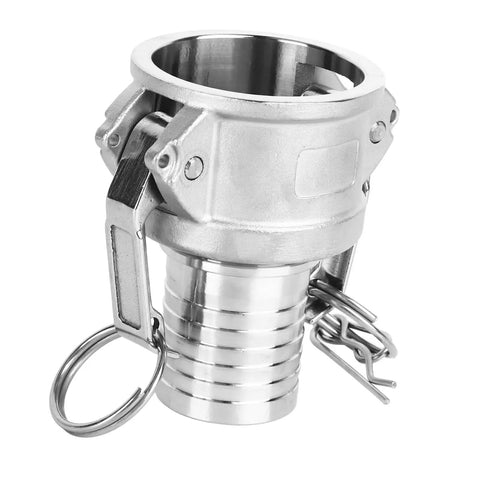 Heavy Duty 304 Stainless Steel Camlock Fitting For A Snappy Quick Hook Up 1.5 Inch Hose Coupling, close-up view of C type female coupler.