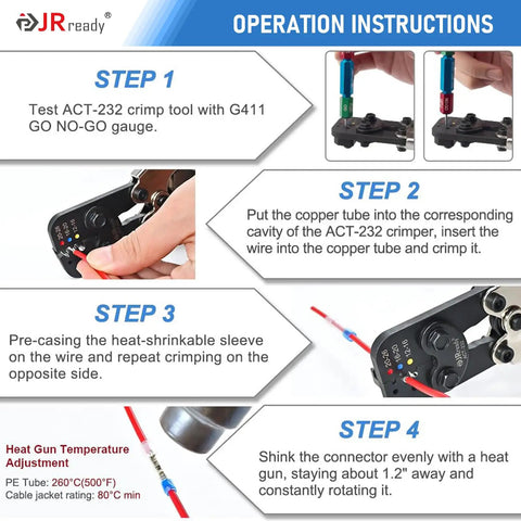 Operation instructions for Heavy Duty Heat Shrink Butt Splice Kit For 26 12 AWG Wires Waterproof IP68 MiniSeal Connectors.