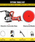 Badass 1800W Electric Concrete Saw Fully Loaded With Killer 14 Inch Diamond Blade Wet Dry Multi Function Circular Saw with accessories.