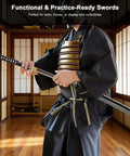 Person holding Unsharpened Stainless Steel Wakizashi Iaito For Iaido Practice And Display With Bo Hi Fuller Groove Sword