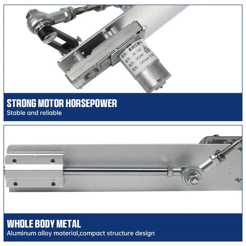 Plug and Play Reciprocating Linear Actuator with 6 Inch Stroke, DC24V Gear Motor, Aluminum Body, Component View