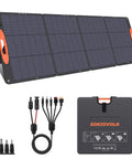 200W Foldable Solar Panel For Off Grid Power Stations Jackery Bluetti Anker With 16BB N Type Cells, black and orange with cables