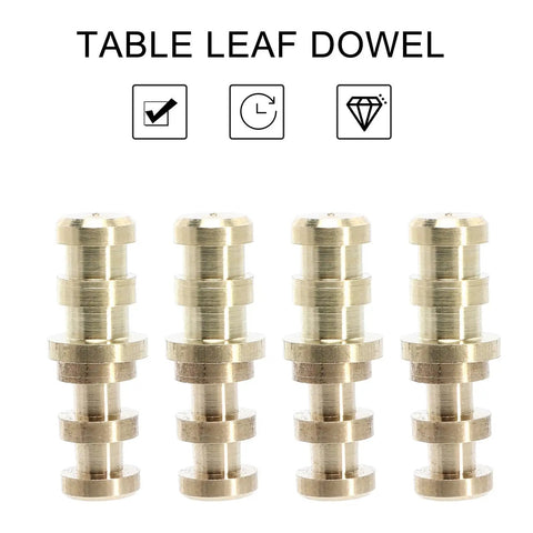 Four golden metal dowel pins for 20 Sets Table Leaf Dowel Pins And Bolt Sleeve Connectors For Furniture Assembly And Tabletop Positioning