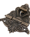 Vintage Box Hasp Lock for Jewelry Boxes and Wooden Drawers 54x58mm Zinc Alloy Antique Latch With Screws 2 Pack close-up view