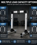 Heavy Duty Portable Aluminum Gantry Crane Rock Solid 2 Ton Lifting Rig shown with 250kg to 2000kg capacity options in workshop.