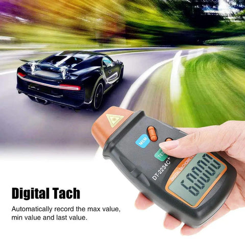 Non Contact Photo Tachometer Handheld Digital LCD RPM Tester With Speed Gun MPH For Small Engines Gearhead Friendly, Wide Range From 2.5 RPM To 99999 RPM, High Resolution 0.1 RPM Or 1 RPM, Accurate Non Contact Tach Meter