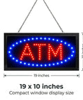 LED Neon ATM Open Sign With Animation For Stores And Gas Stations Eye Catching 19x10 Inch Window Display 110 To 210V