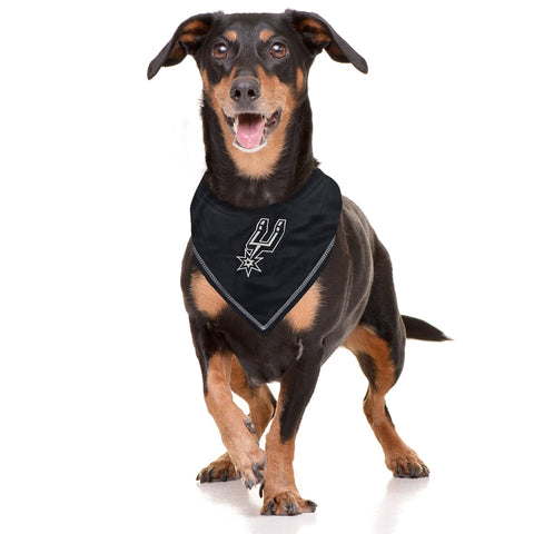 Dog wearing NBA San Antonio Spurs Tie Bandana For Pets Large X Large Dog Cat Bandanna Scarf Bib The Ultimate Game Day Party Bandana Accessory