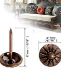 Killer Red Copper Upholstery Tacks With Classic Daisy Pattern For Furniture Restoration 100 Piece Pack showing 11mm wide tacks for upholstery repair.