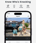 Wireless 2K Doorbell Camera With No Monthly Fees, PIR alerts, ultra wide view, 2 way talk, smartphone app view with family and car