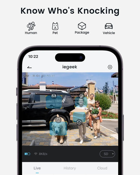 Wireless 2K Doorbell Camera With No Monthly Fees, PIR alerts, ultra wide view, 2 way talk, smartphone app view with family and car