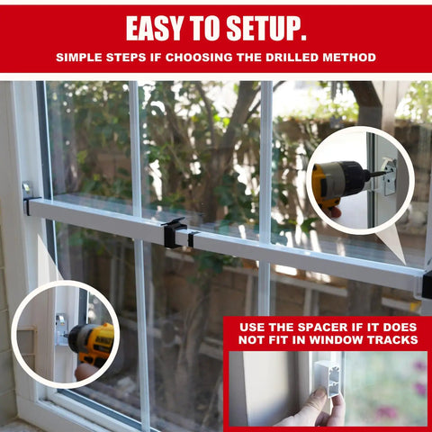 Extendable Window Security Bar 14.25 to 37 Inches Heavy Duty Iron Easy Install Child Proof installed on window