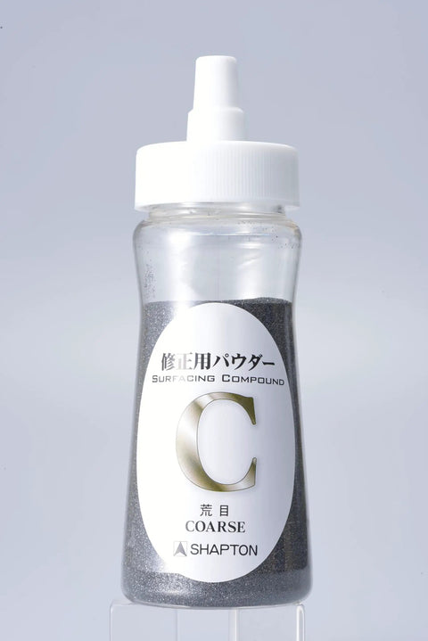 Dope Correction Powder For Whetstones With Rough And Medium Grains, Fast, Precise Fix bottle with coarse label, white cap