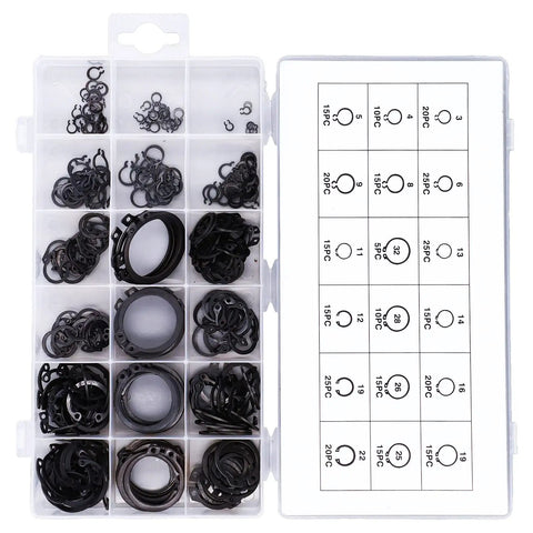 Durable 300 Piece C Clip Retainer Ring Fixing Kit For Automotive And Machinery Easy Install Top Notch Rubber And Alloy Steel