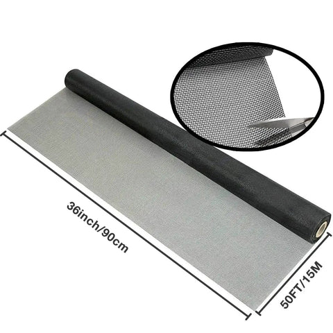 Pet Proof Fiberglass Window Screen Mesh Roll 36 Inch By 50 Feet DIY Replacement Netting for windows, doors, patio and pool.