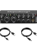 Plug And Play USB Audio Interface For Home Studio With Two Mic Preamps, 48V Phantom Power, Guitar And Bass Instrument Input
