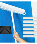 No Fuss Nonsense Paint Roller And Tray Kit With Extended Pole and Sturdy Handle for smooth wall covering setup including roller and tray.
