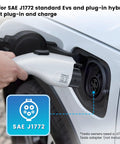 Portable J1772 EV Charger With 20Ft Cable For Level 1 And Level 2 Charging ETL Certified 16 Amp 110V-240V in use on car