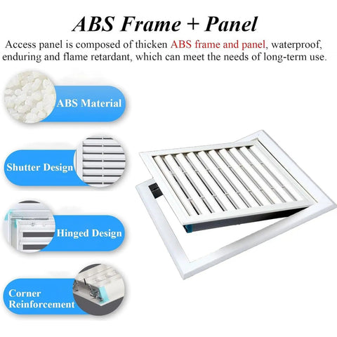 Top Shelf Aluminum Louvered Access Panel With Built In Filter For Drywall Vent And Attic Inspection Door 18x24 Inch shown with ABS frame and shutter design.