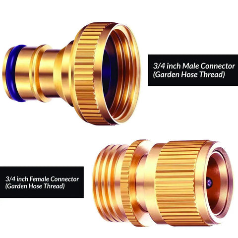 Brass Garden Hose Quick Connect Fittings Three Quarter Inch GHT Leak Proof No Rust No Breakage No Fuss Easy Disconnect Set