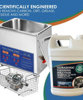 Ultrasonic Carb Cleaner Concentrate For Cars And Motorcycles, 4 Gallons, Powerful Clean Fluid That Breaks Down Dirt, Varnish, Gums, And Buildup From Carburetors, Valves, And Heat Exchangers, with ultrasonic cleaner and parts basket