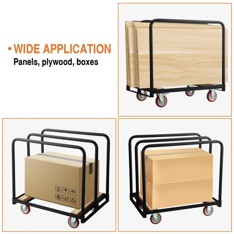 Beefy Heavy Duty Panel Cart With Wood Ends And Steel Frame, 1500 Lb Capacity carrying wood panels and cardboard boxes