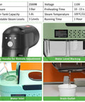 Beast 2500W Handheld Steam Cleaner With 3 Bar Pressure Quick 221 Fahrenheit Heat Up 1.6L Water Tank details and features