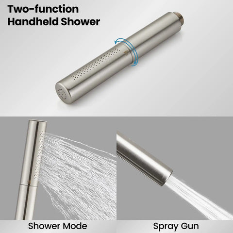 Two Function Shower Faucet Set With Wall Mount High Pressure Brass Valve And Rough In Included Handheld Showerhead spray modes