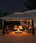13x13 Ft Pop Up Gazebo With Mosquito Netting For Backyard Patio Or Deck One Push Center Lock Quick Setup Grey at night