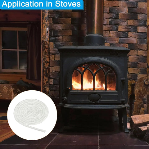 PATIKIL 1/4x86in fiberglass round wood stove gasket rope, white, for fireplace stove doors