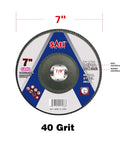 Pro Level 10 Pack 40 Grit Flap Discs For Angle Grinders, 7 X 7/8 Inch Type 29 Aluminum Oxide Grinding Wheels, round disc label image.