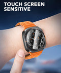Four Pack For 47mm Galaxy Watch Ultra Screen Protectors, 9H Tempered Glass, Bubble Free Install, Scratch Resistant Shield shown on wrist