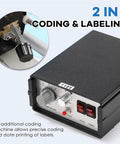 Semi Automatic Round Bottle Labeler With Built In Date Printer control panel with settings for precise coding and labeling.