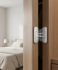 6 Pack No Drill Invisible Cabinet Catches With Rust Proof Stainless Steel Magnetic Latches And Strong Adhesive Installed on Closet