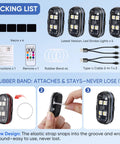 Packing list for Lit Wireless LED Strobe Lights With Remote Control, 8 Colors, Type C Rechargeable, 4 LED lights per unit, 4 pack.