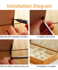 Installation diagram for 12 Pack Tiny Bronze Hinges For Small Wooden Jewelry Boxes With Screws 90 Degree Stop Lid Support