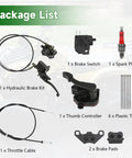 Rear Hydraulic Disc Brake Master Cylinder Caliper Kit For ATV Quad 110cc 125cc with parts and accessories displayed