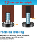 12 Pack Adjustable Furniture Feet Levelers With T Nuts 1/4-20 UNC Threaded Desk Table Leg Levelers, detail showing dimensions.
