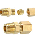 2pcs brass pipe fittings, 3/16 in OD x 1/8 in NPT, male compression union connectors, straight coupling adapters