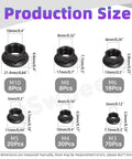 Heavy-Duty 150-Piece Assortment Kit Packed With M3 M4 M5 M6 M8 And M10 Black 304 Stainless Steel Serrated Flange Lock Nuts size dimensions chart