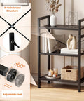 Dope Three Tier Industrial Bookcase With Metal Frame Black Finish showcasing adjustable feet and x-reinforced structure