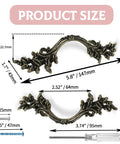 Two Pack European Style Dresser Pulls 2-1/2 Inch Bronze Antique Vintage Cabinet Handles For Dresser Drawer Closet And Cabinet Doors, with installation screws and product measurements